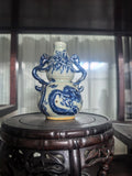 Vintage Chinese Blue and White Dragon Double Gourd Porcelain Vase with Dragon Handles